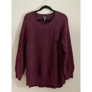 Ellen Tracy Burgundy Wine Bulky Rib-Knit Sweater Plus Size XL Oversized Winter